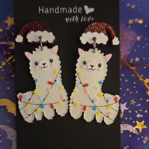 **New** Festive Alpaca Earrings - White with Multicolor Accents